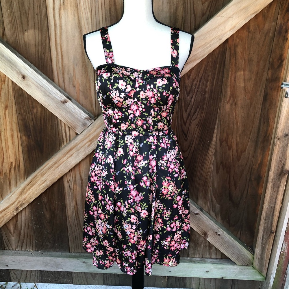 Lauren Conrad Black Floral Dress